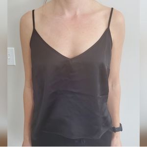 INC INTERNATIONAL CONCEPTS BLACK SPAGHETTI STRAPPED SILKY V-NECK CAMISOLE